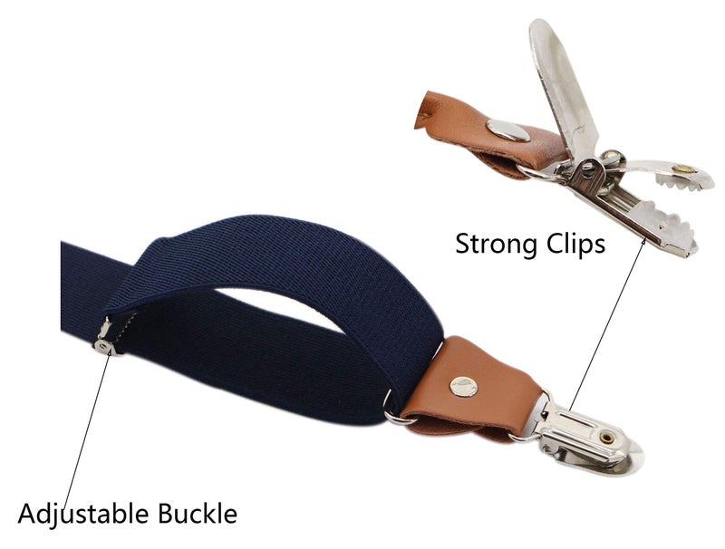 Timiot Menâ€™s Y-Back 4 Metal Clip Elastic Wide Suspenders Perfect For Both Casual&Formal (Navy) - Image 3